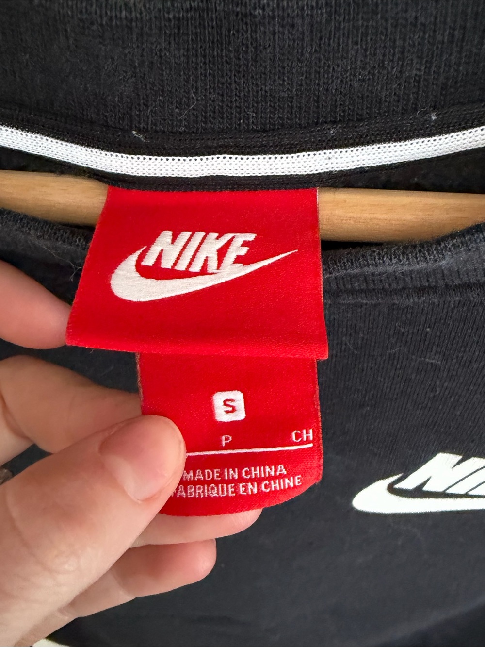 Nike Women's Black Sweatshirt with White Swoosh, Size Small - Picture 3 of 4